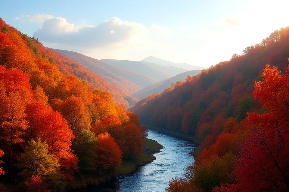 Vibrant autumn foliage in the Catskills