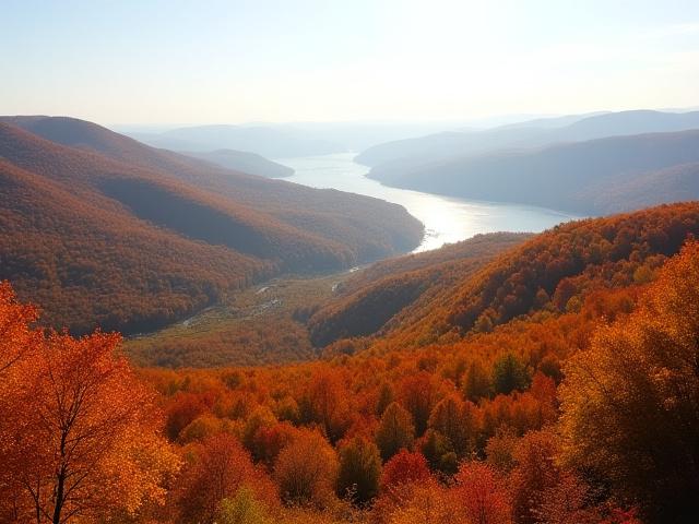 Panoramic view of Hudson Valley in autumn