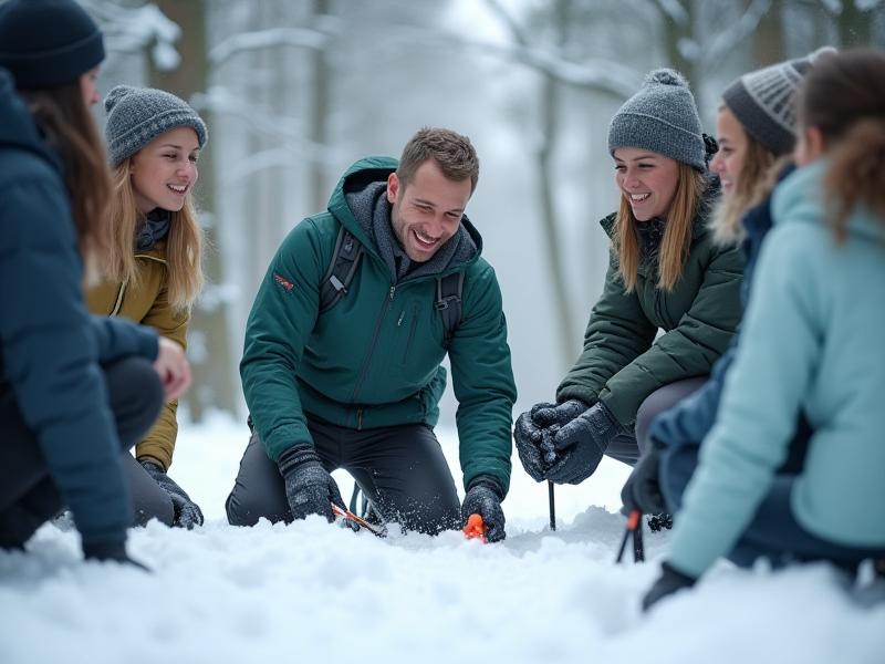 Frandolixumetra guide demonstrating safety gear in a snowy environment